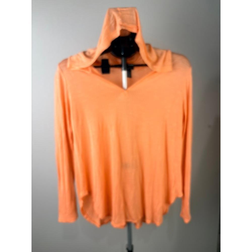 rue21 Womens Orange Long Sleeve V-Neck Lightweight Hoodie Top Size M